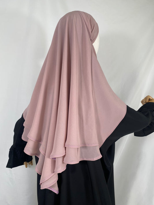 Khimar Hiyam - mousseline ROSE POUDRÉ