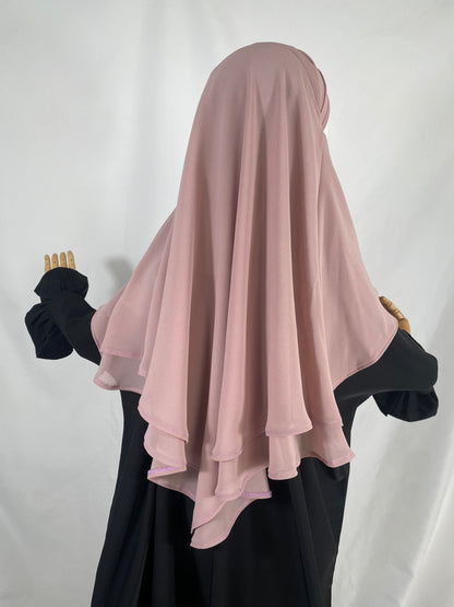 Khimar Hiyam - mousseline ROSE POUDRÉ